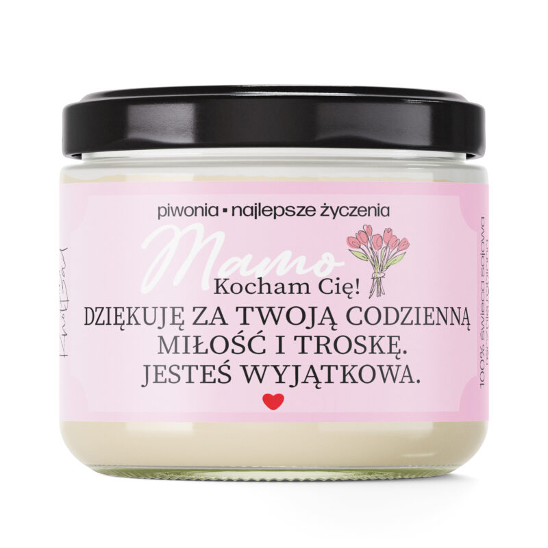 ŚWIECA SOJOWA WYJĄTKOWY PREZENT DLA MAMY NA DZIEŃ MATKI NAJLEPSZA MAMA 40H